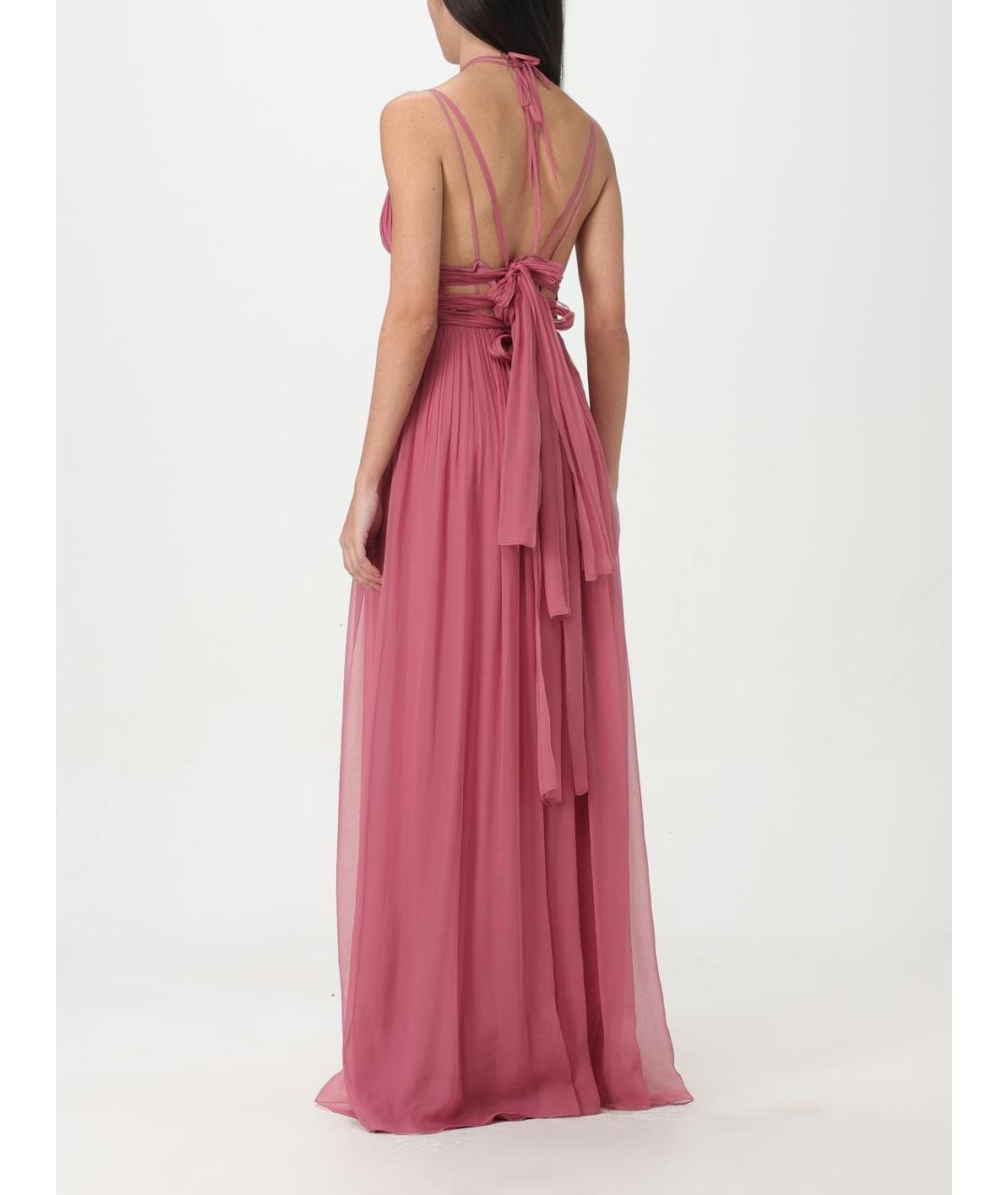 ALBERTA FERRETTI Розовое шелковое вечернее платье, фото 3