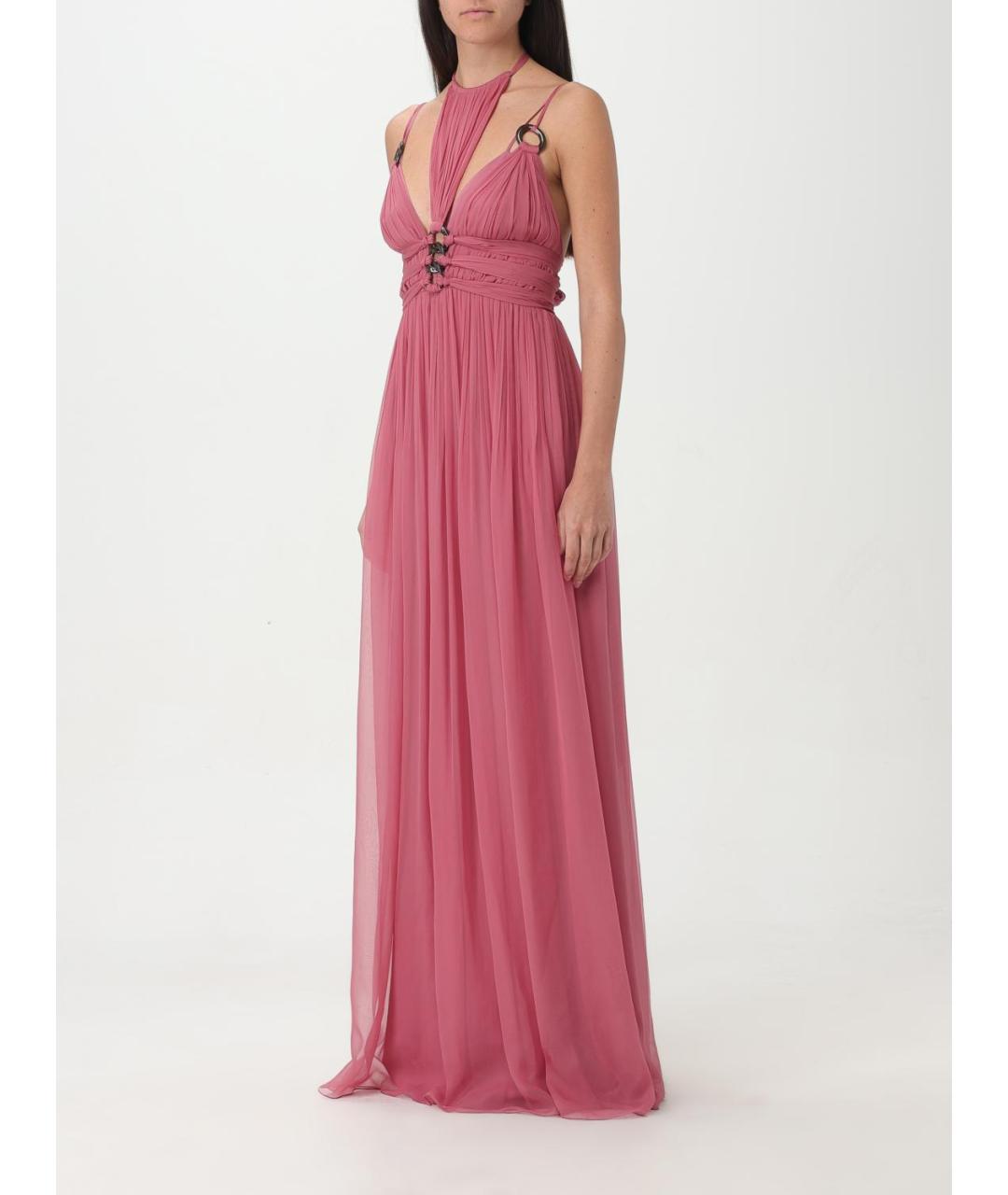 ALBERTA FERRETTI Розовое шелковое вечернее платье, фото 4
