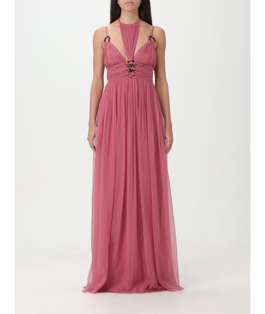 ALBERTA FERRETTI Розовое шелковое вечернее платье, фото 6