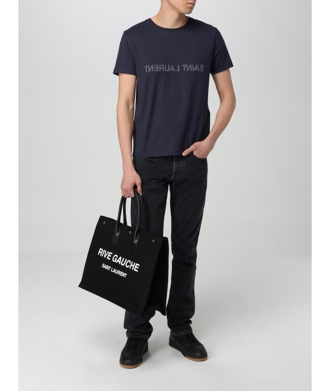 SAINT LAURENT Синяя хлопковая футболка, фото 3