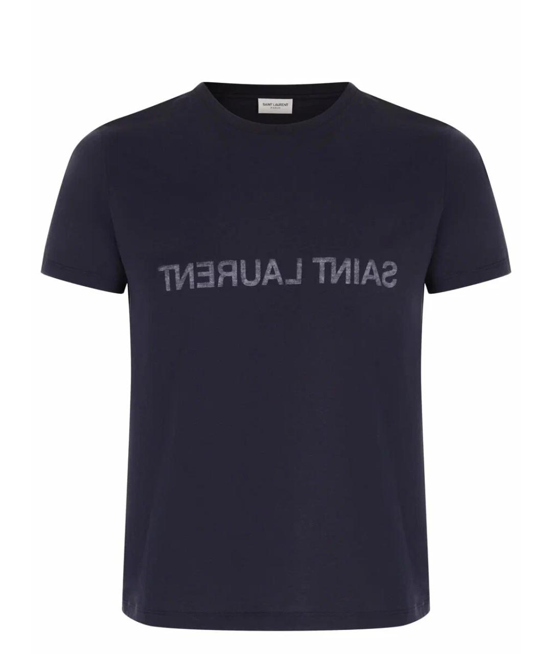 SAINT LAURENT Синяя хлопковая футболка, фото 1
