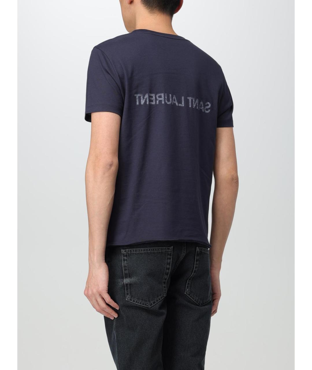 SAINT LAURENT Синяя хлопковая футболка, фото 4