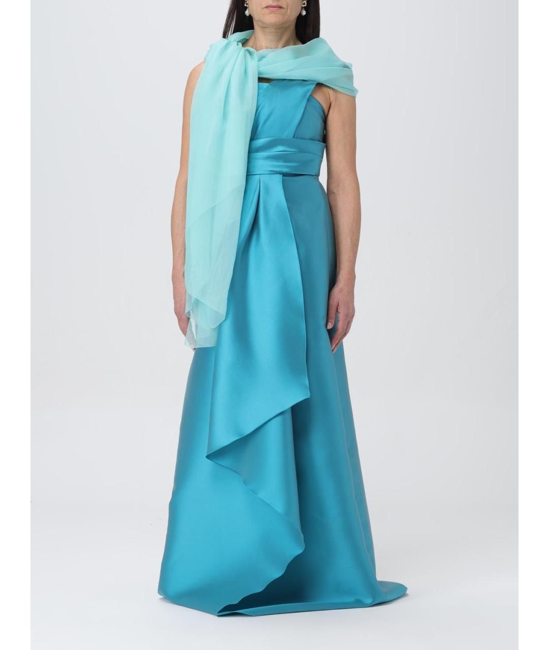 ALBERTA FERRETTI Голубой шелковый шарф, фото 2