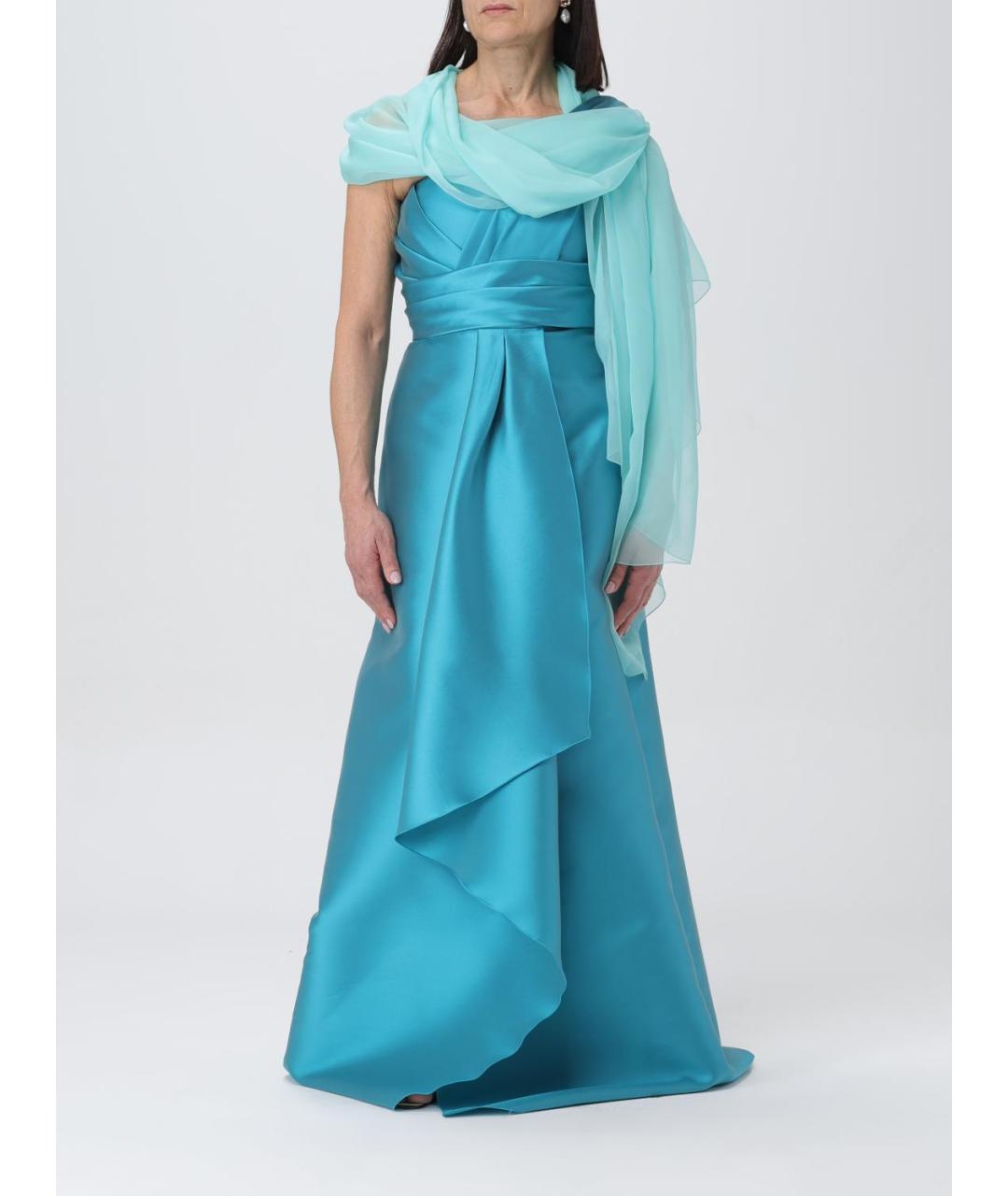 ALBERTA FERRETTI Голубой шелковый шарф, фото 4