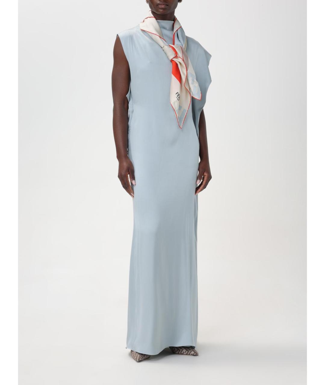 FENDI Голубое шелковое вечернее платье, фото 3