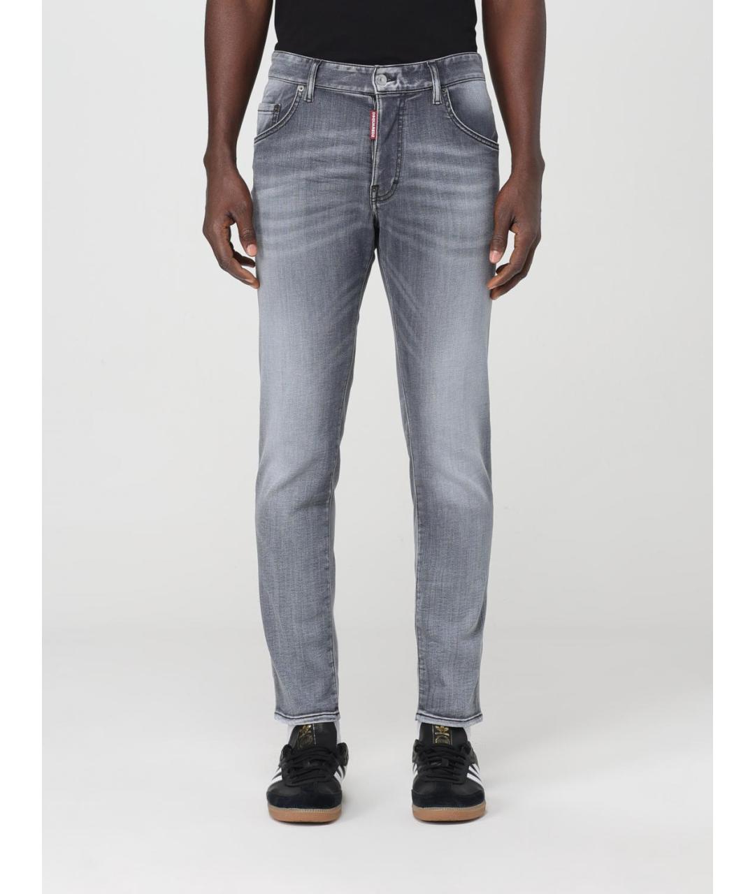 DSQUARED2 Серые хлопковые прямые джинсы, фото 5