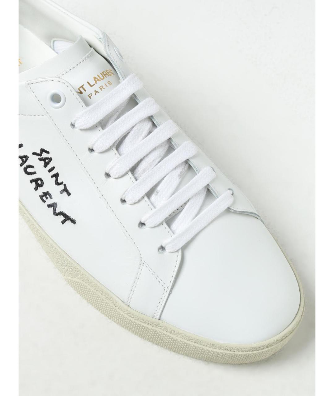 SAINT LAURENT Белые кожаные низкие кроссовки / кеды, фото 4