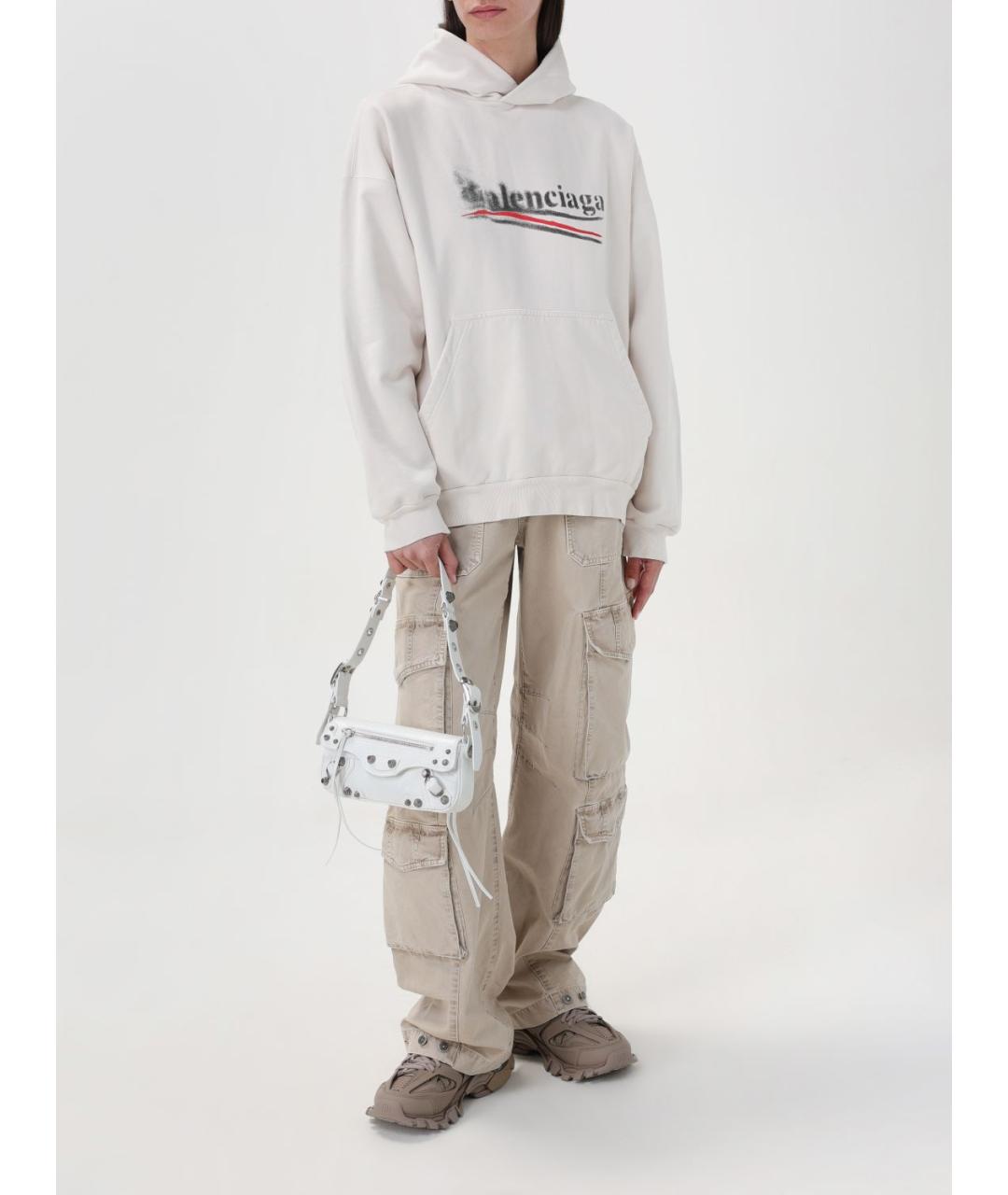 BALENCIAGA Белая кожаная сумка через плечо, фото 2