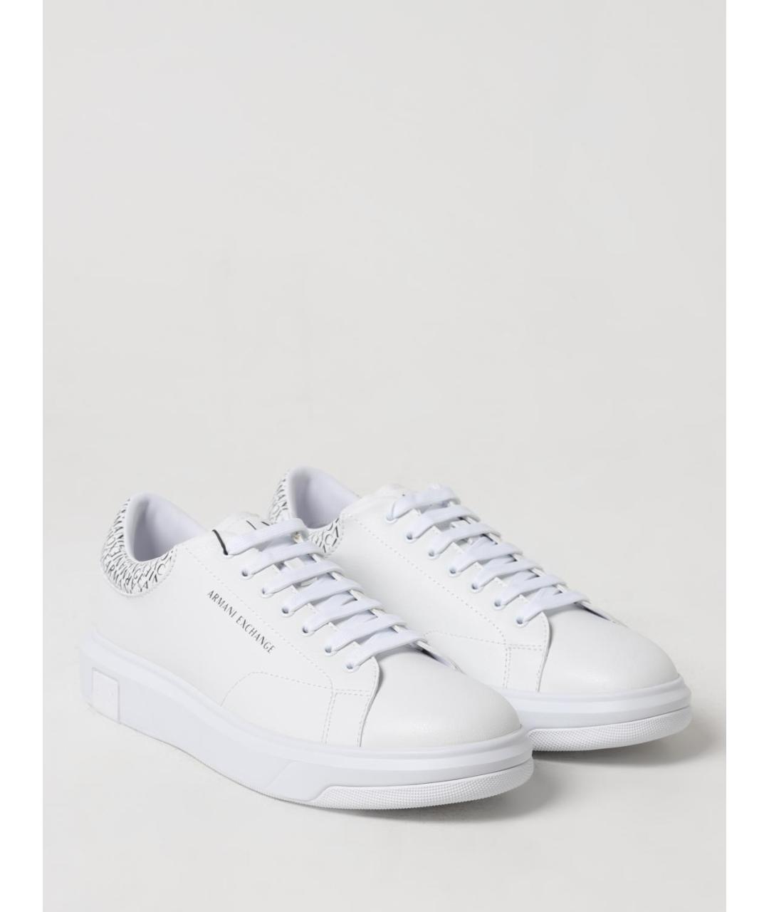 ARMANI EXCHANGE Белые синтетические низкие кроссовки / кеды, фото 2