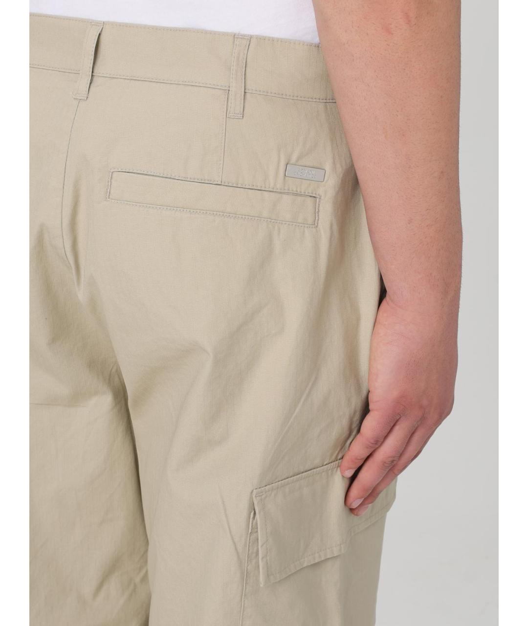 ARMANI EXCHANGE Бежевые хлопковые повседневные брюки, фото 3