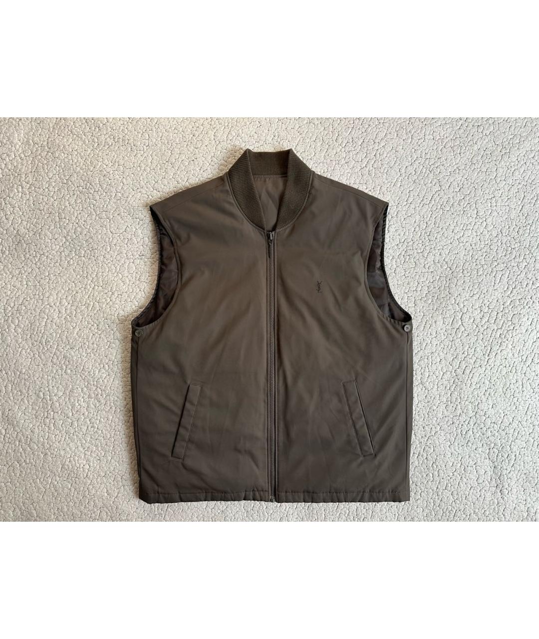 SAINT LAURENT Коричневый полиэстеровый жилет, фото 9