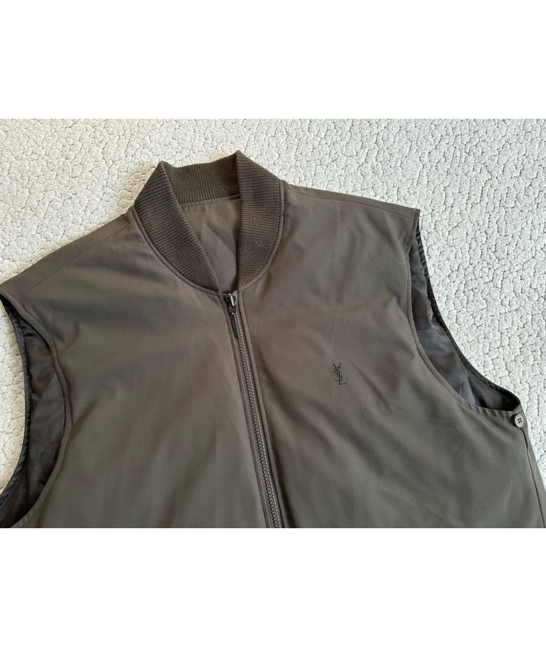 SAINT LAURENT Коричневый полиэстеровый жилет, фото 2