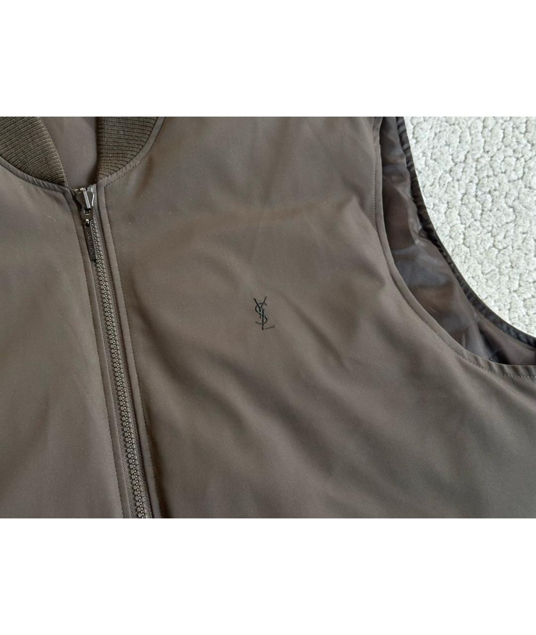 SAINT LAURENT Коричневый полиэстеровый жилет, фото 3