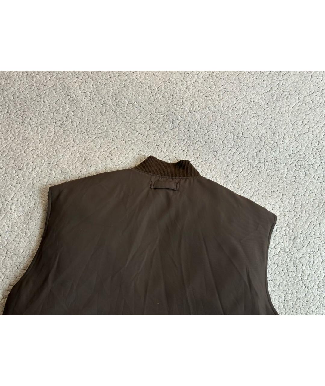 SAINT LAURENT Коричневый полиэстеровый жилет, фото 7