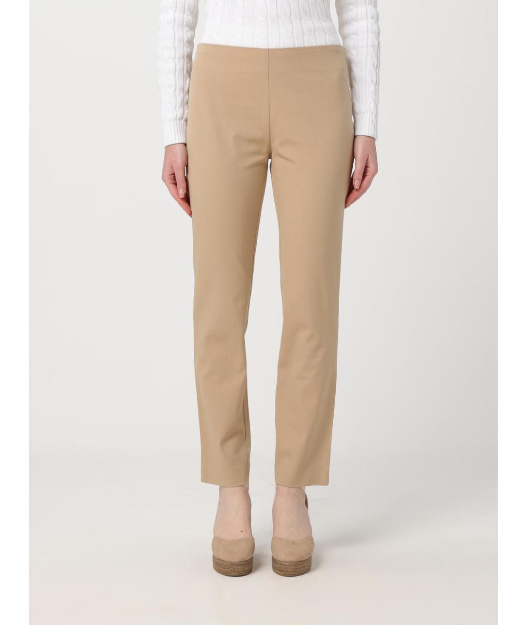 RALPH LAUREN Бежевые хлопковые прямые брюки, фото 4