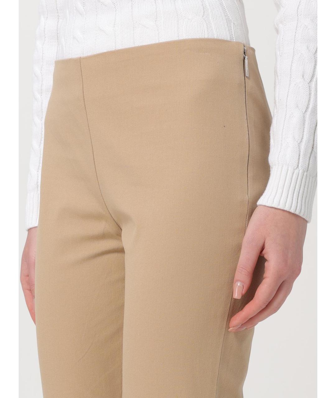 RALPH LAUREN Бежевые хлопковые прямые брюки, фото 3