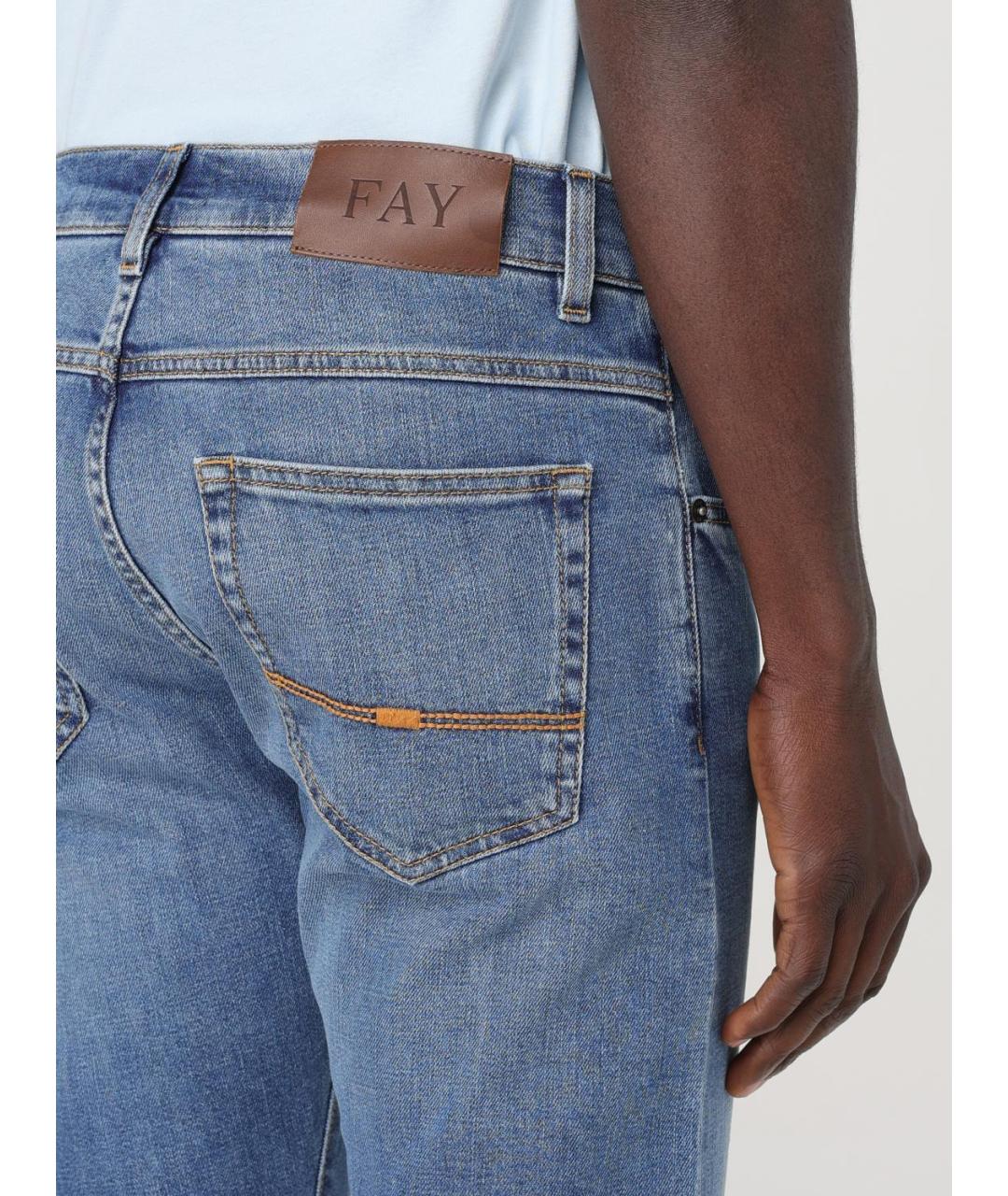 FAY Синие хлопко-эластановые джинсы скинни, фото 3