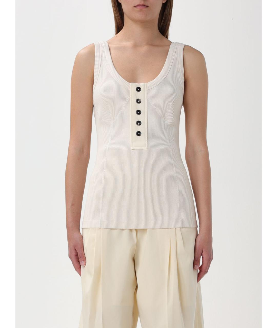 BOTTEGA VENETA Бежевая хлопковая майка, фото 6