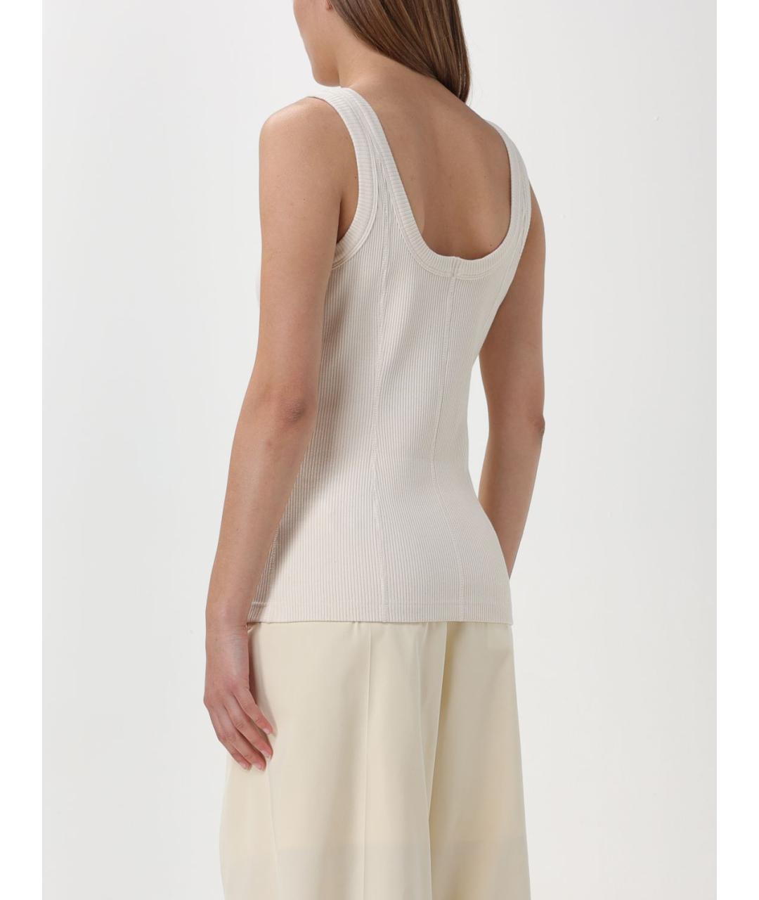 BOTTEGA VENETA Бежевая хлопковая майка, фото 3