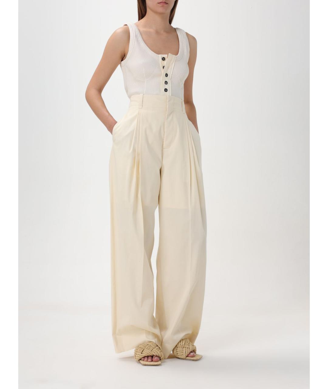 BOTTEGA VENETA Бежевая хлопковая майка, фото 2