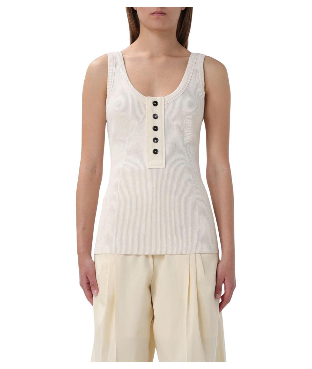 BOTTEGA VENETA Бежевая хлопковая майка, фото 1