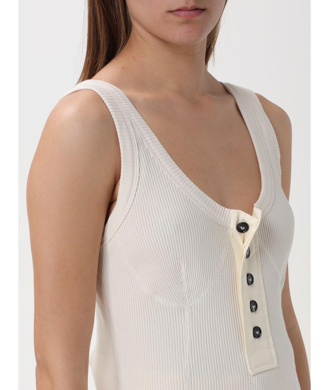 BOTTEGA VENETA Бежевая хлопковая майка, фото 5