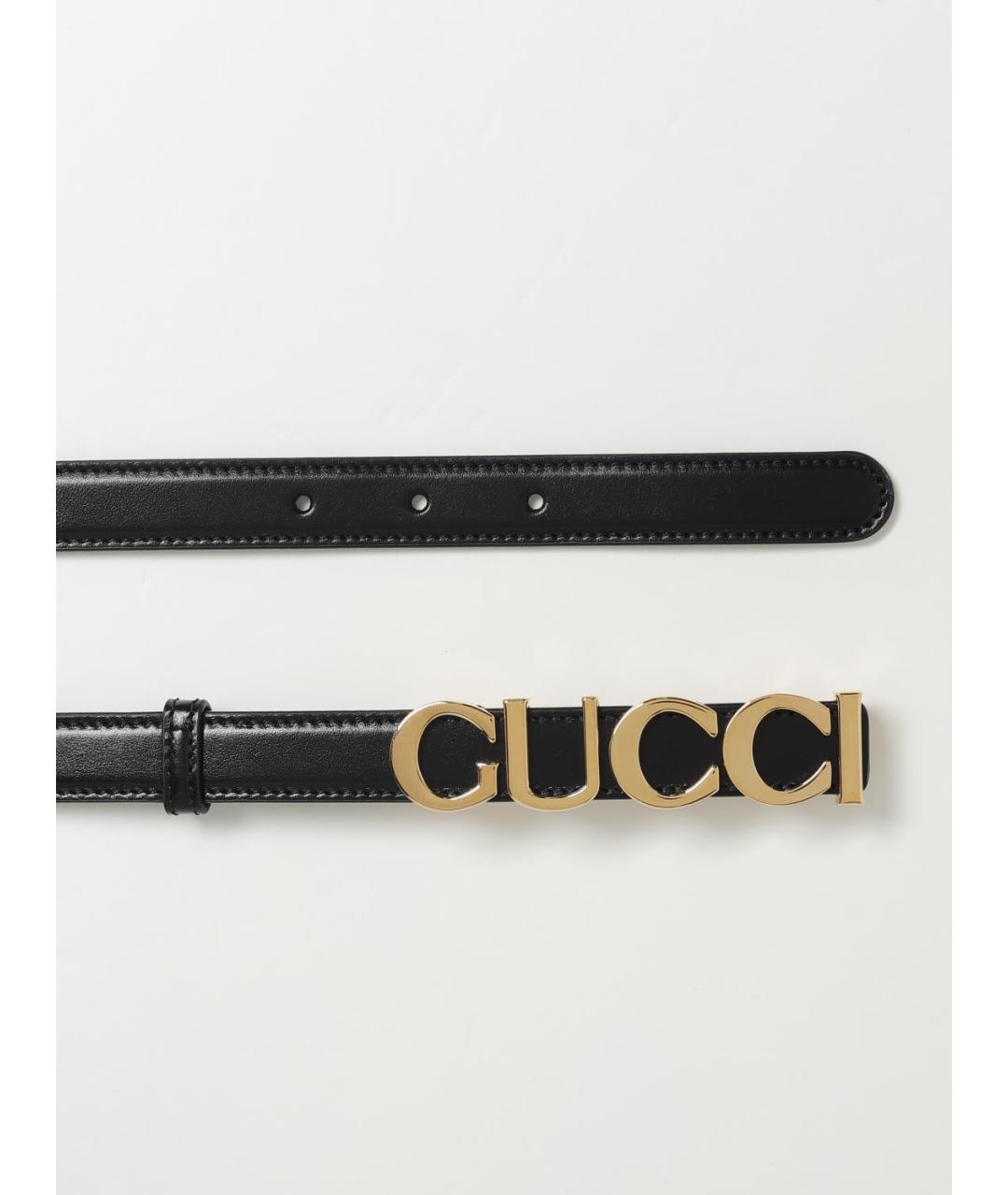 GUCCI Черный кожаный ремень, фото 3