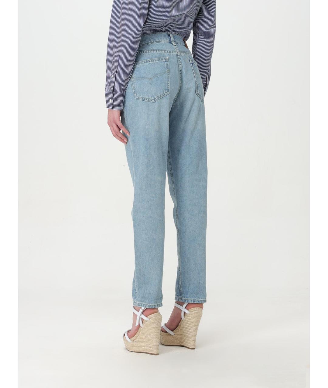 RALPH LAUREN Голубые хлопковые прямые джинсы, фото 2
