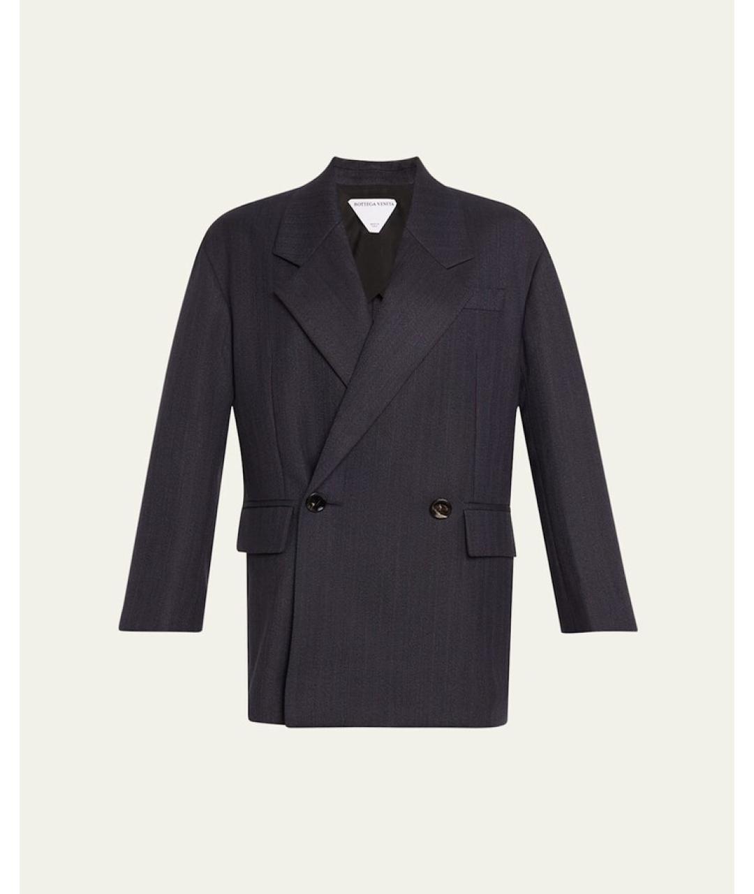 BOTTEGA VENETA Темно-синий шерстяной жакет/пиджак, фото 7