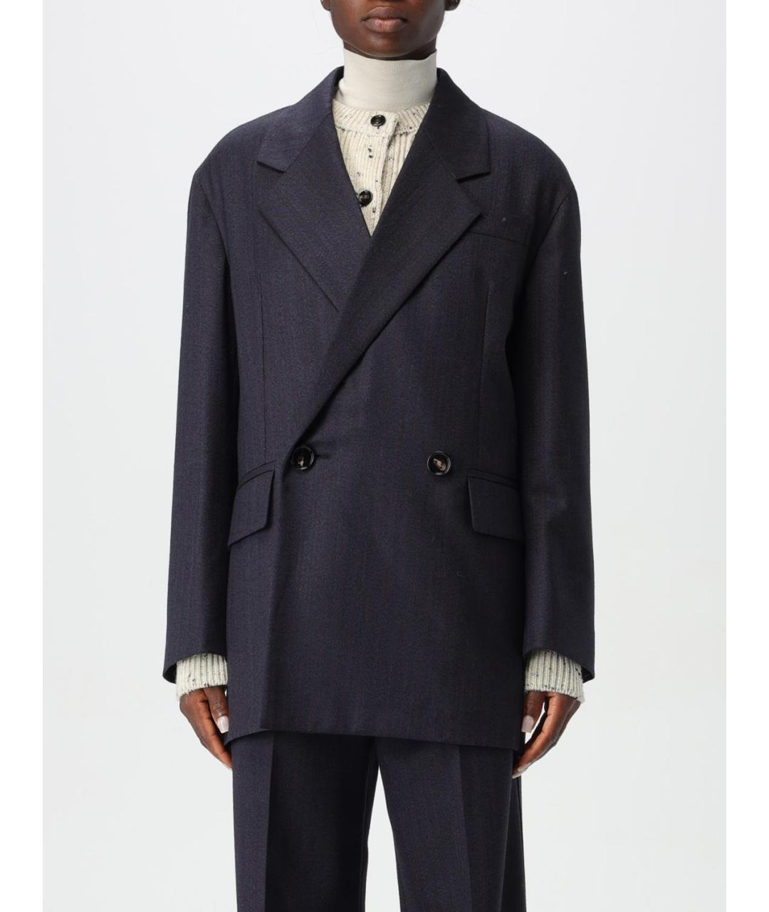 BOTTEGA VENETA Темно-синий шерстяной жакет/пиджак, фото 2