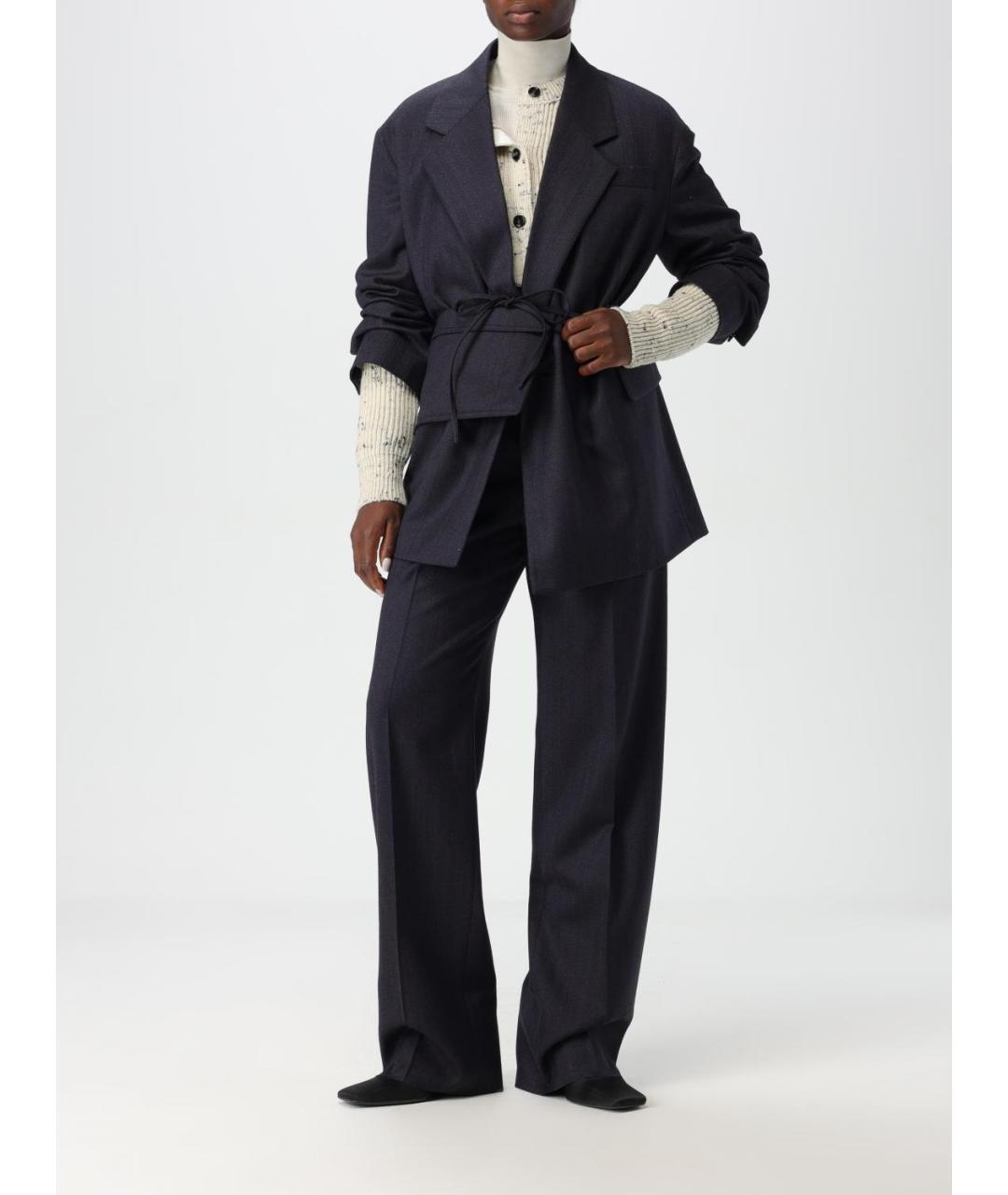 BOTTEGA VENETA Темно-синий шерстяной жакет/пиджак, фото 3