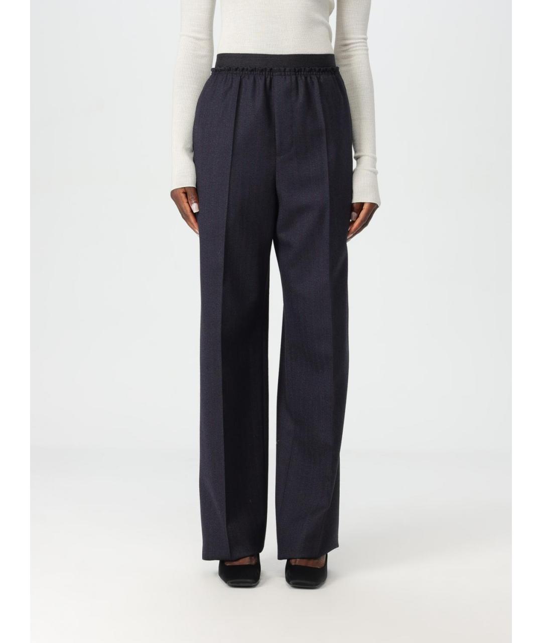 BOTTEGA VENETA Темно-синие шерстяные прямые брюки, фото 6