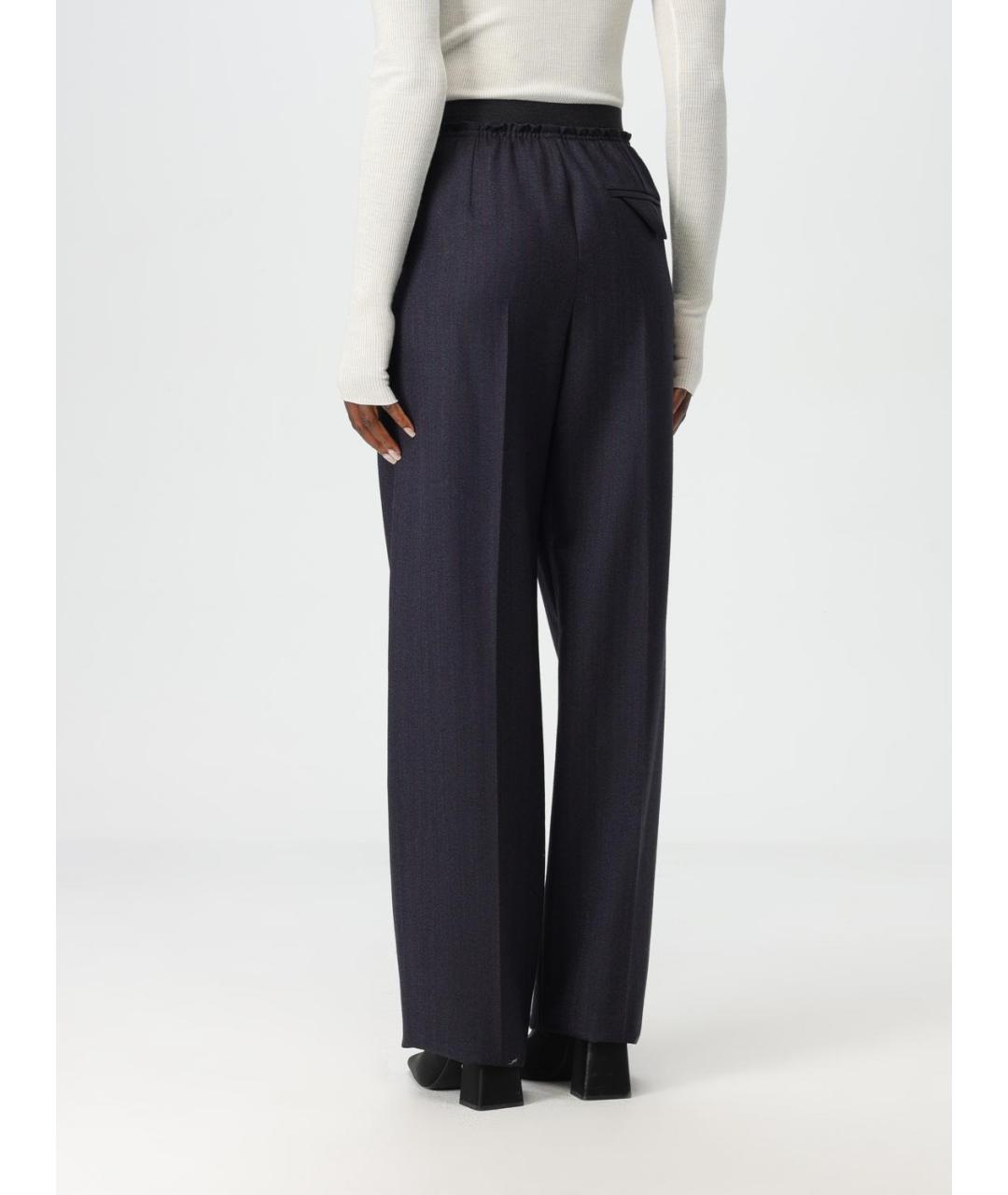 BOTTEGA VENETA Темно-синие шерстяные прямые брюки, фото 3