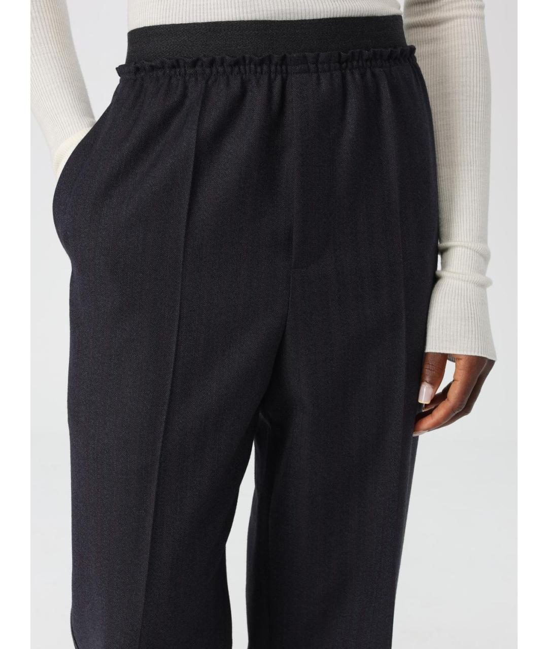 BOTTEGA VENETA Темно-синие шерстяные прямые брюки, фото 5