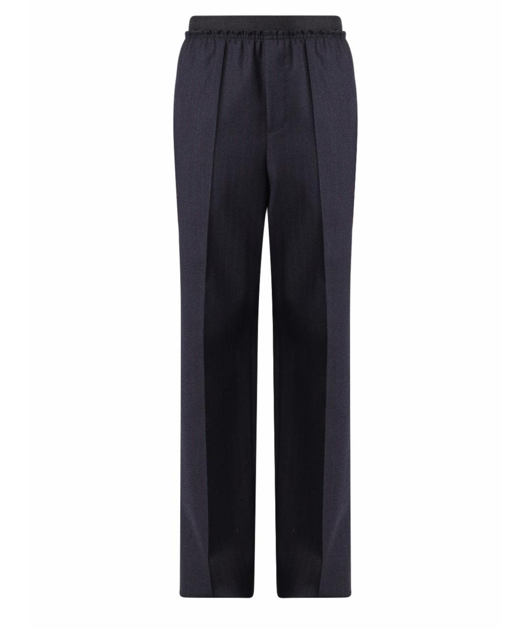 BOTTEGA VENETA Темно-синие шерстяные прямые брюки, фото 1