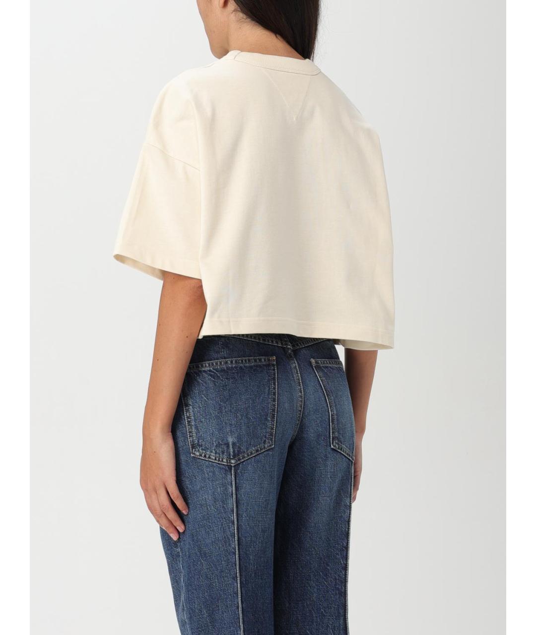 BOTTEGA VENETA Бежевая хлопковая футболка, фото 4