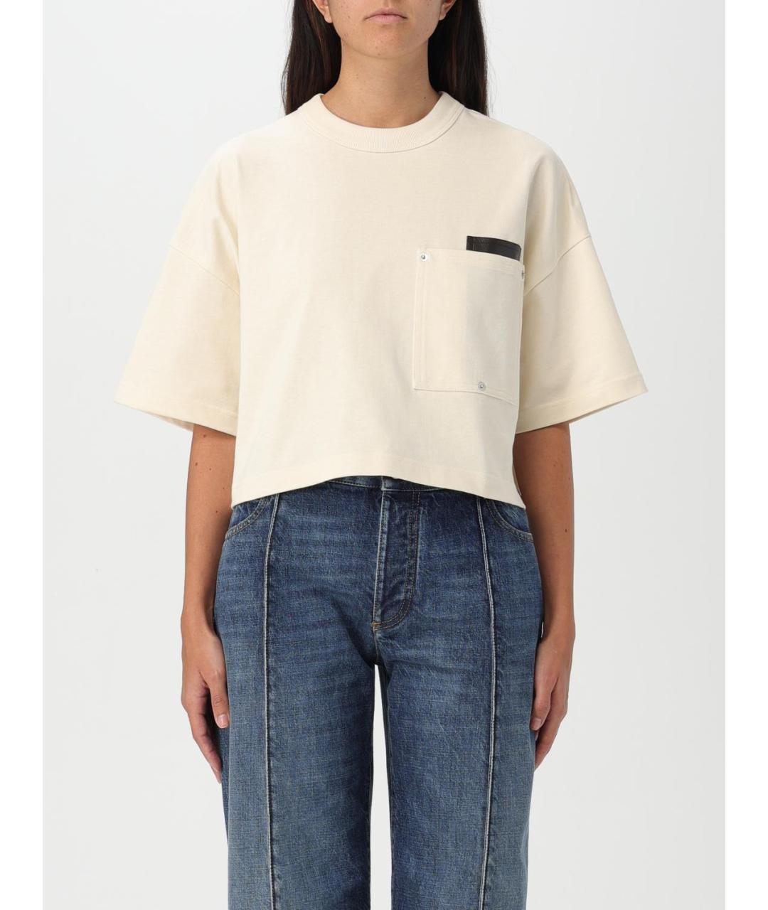 BOTTEGA VENETA Бежевая хлопковая футболка, фото 2