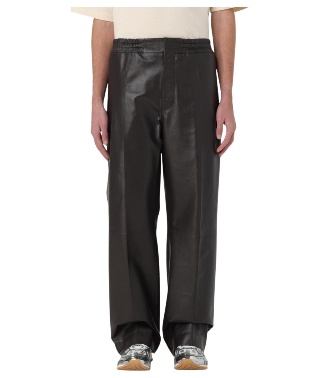 BOTTEGA VENETA Коричневые кожаные повседневные брюки, фото 1