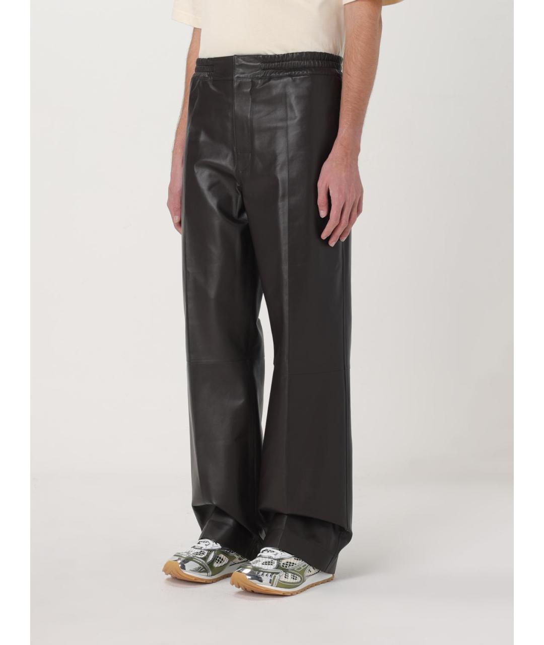 BOTTEGA VENETA Коричневые кожаные повседневные брюки, фото 4