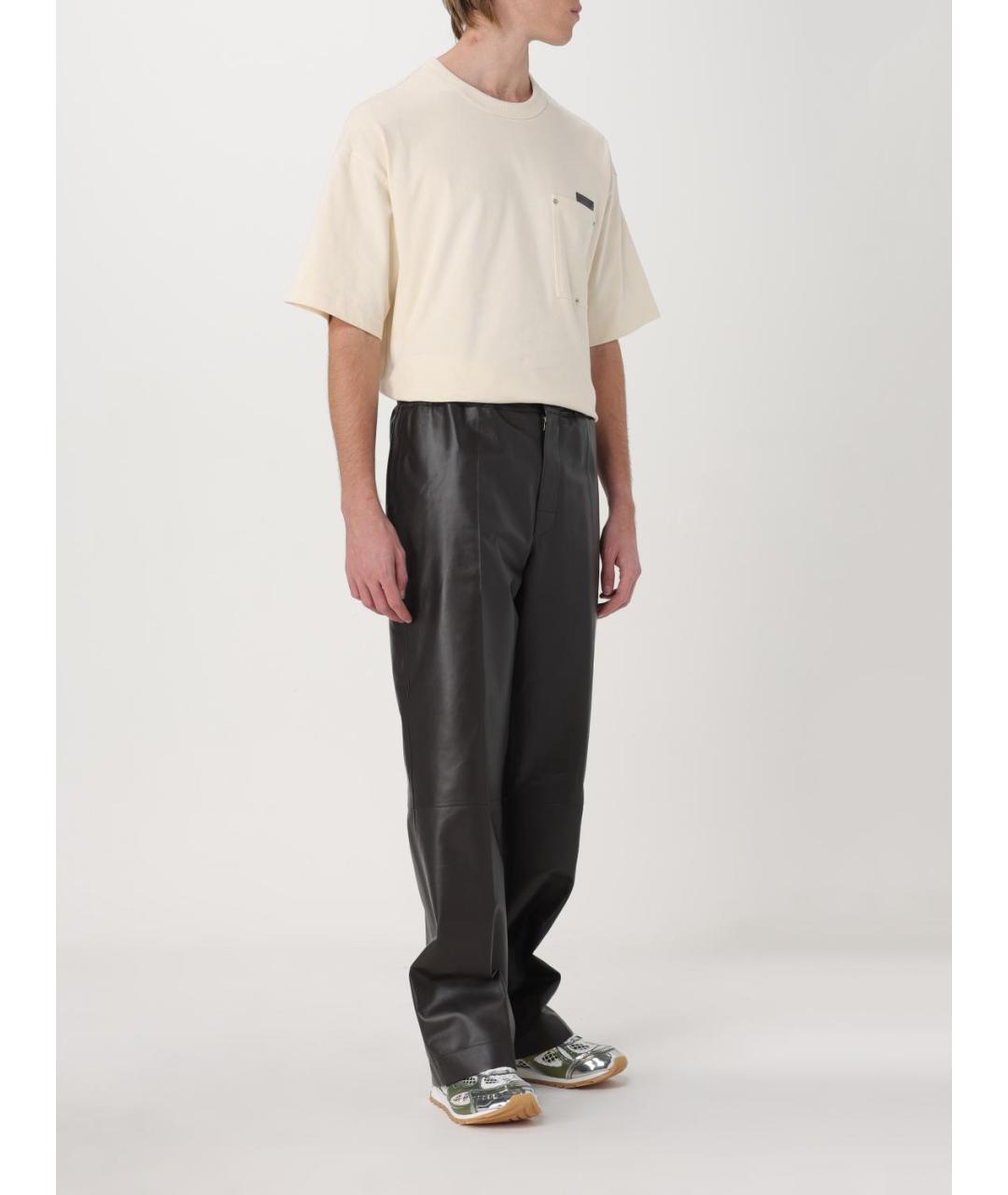 BOTTEGA VENETA Коричневые кожаные повседневные брюки, фото 2