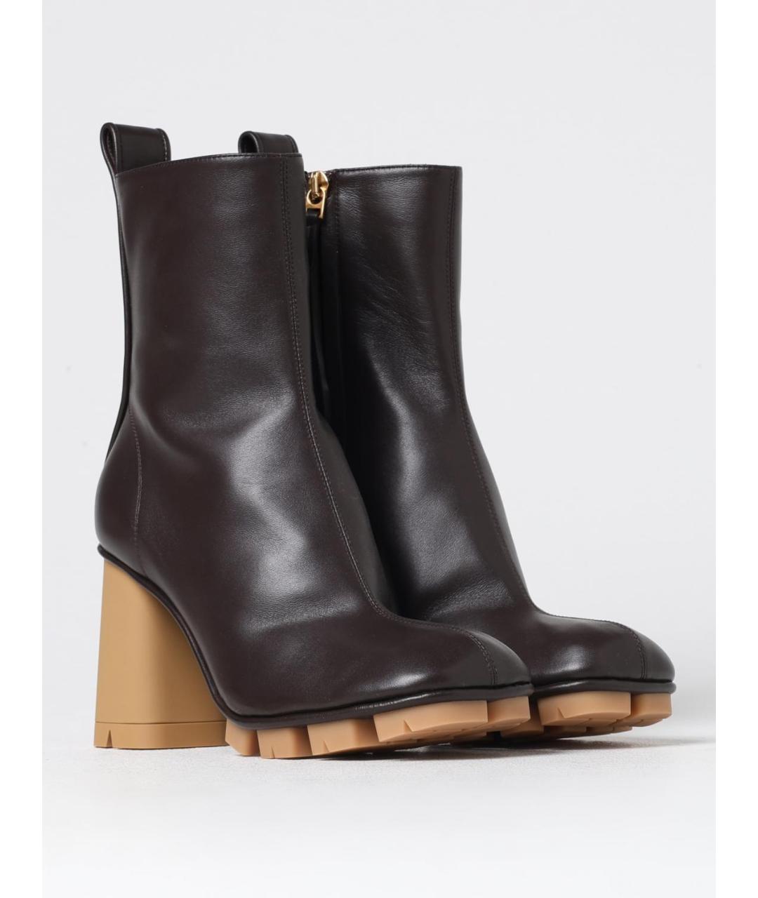 BOTTEGA VENETA Коричневые кожаные ботильоны, фото 2