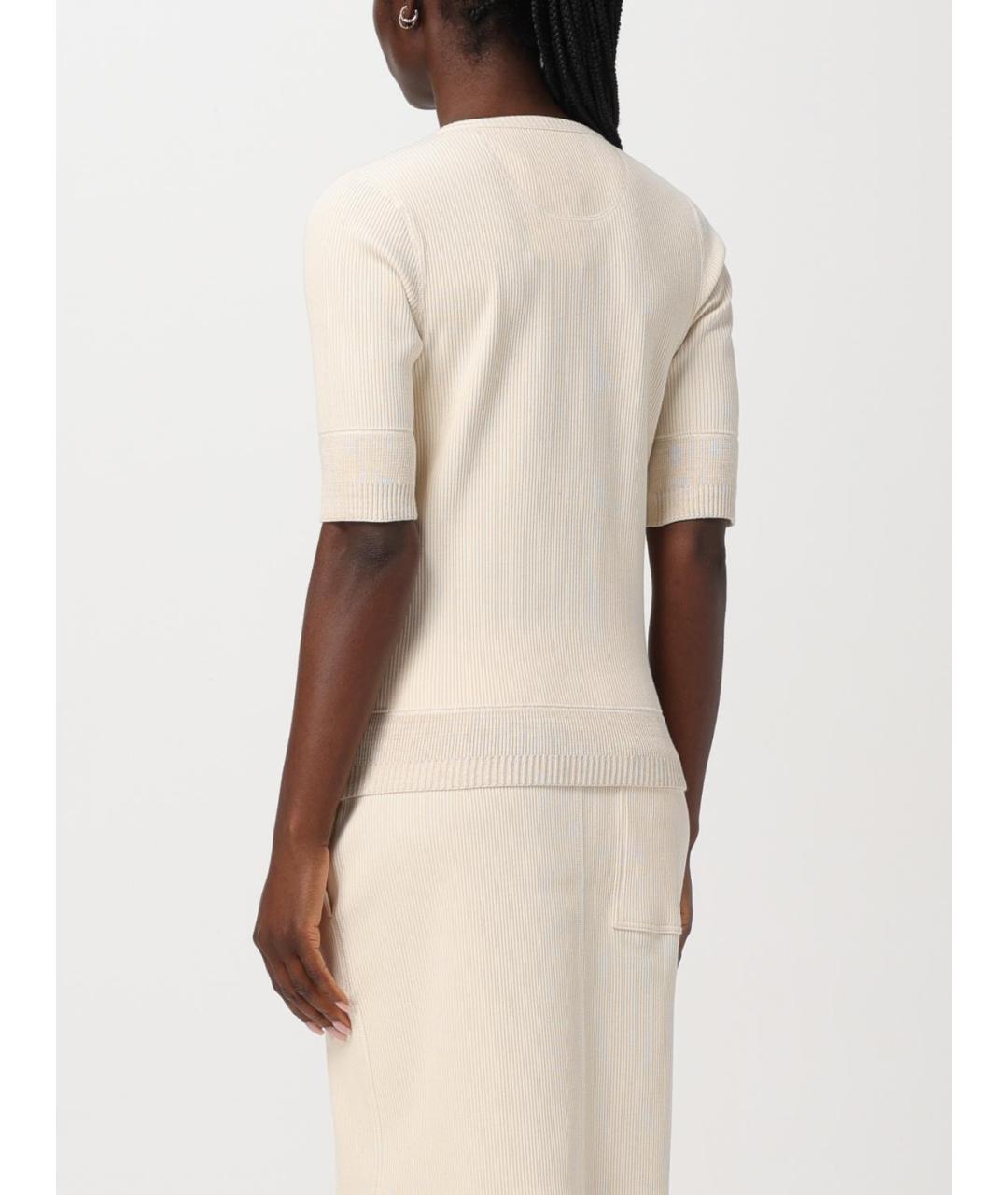 BOTTEGA VENETA Бежевая хлопковая футболка, фото 3