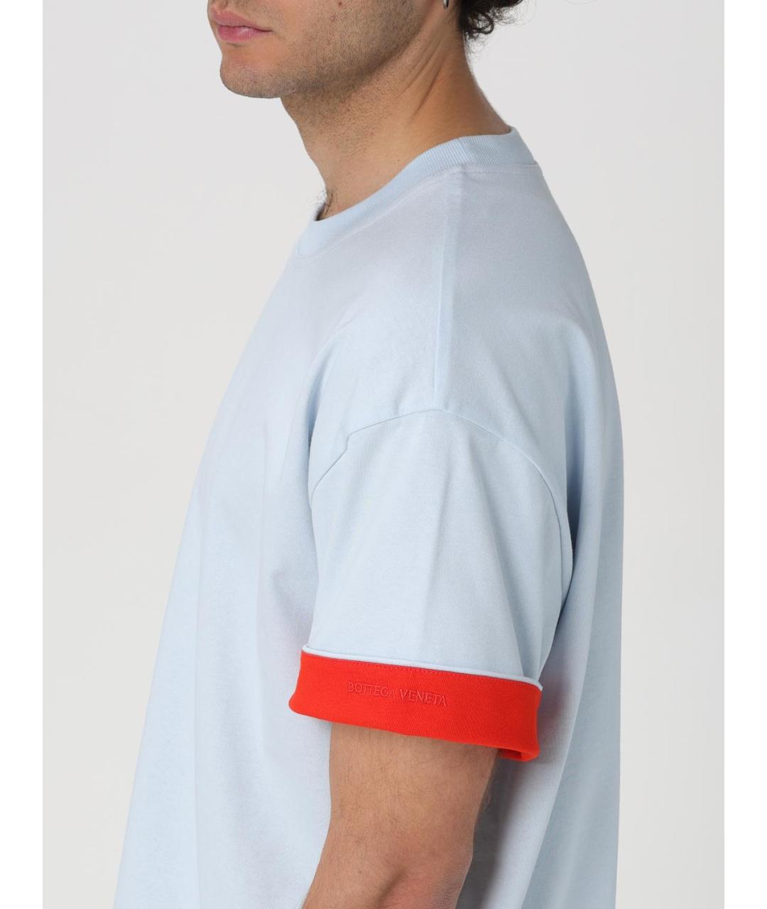 BOTTEGA VENETA Голубая хлопковая футболка, фото 5