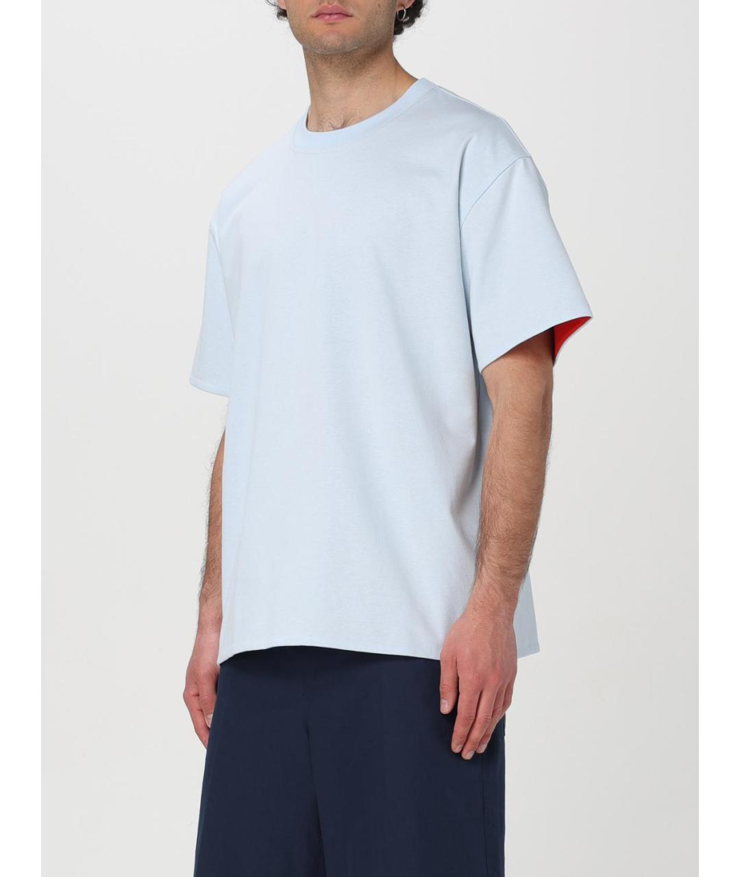 BOTTEGA VENETA Голубая хлопковая футболка, фото 4