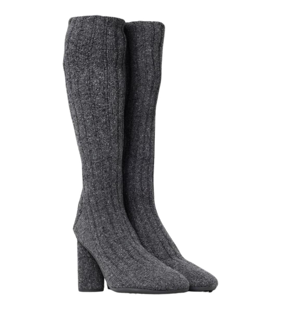 BOTTEGA VENETA Антрацитовые текстильные сапоги, фото 2