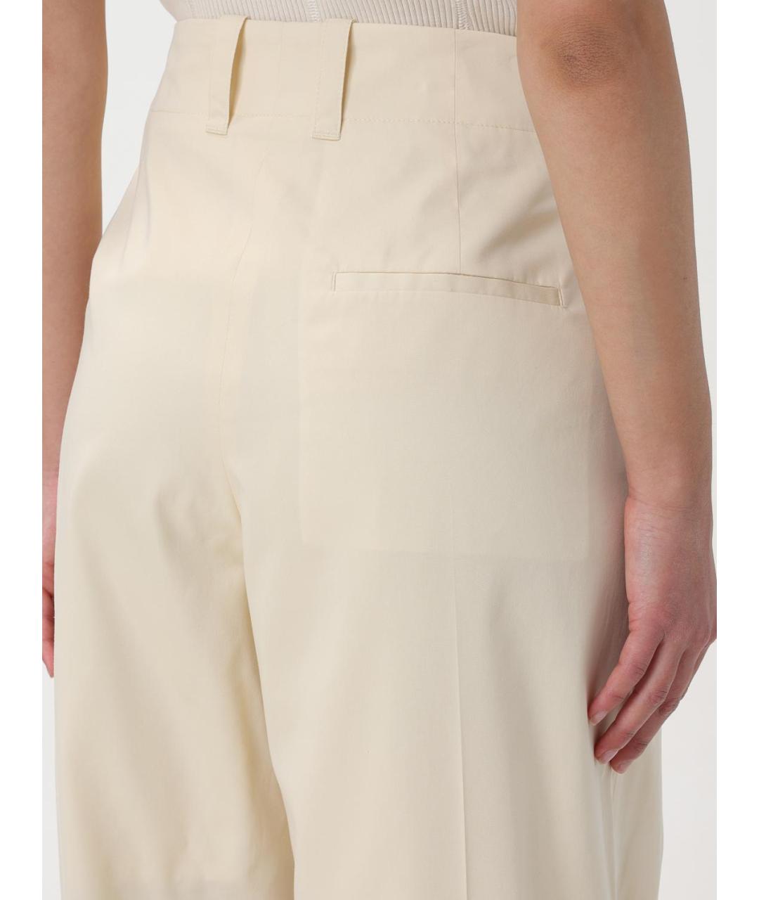 BOTTEGA VENETA Бежевые хлопковые прямые брюки, фото 6