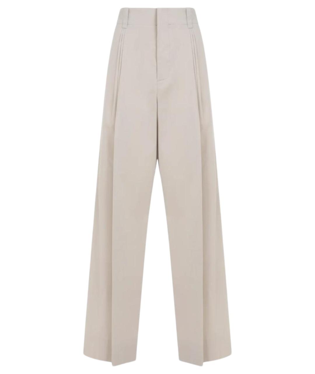 BOTTEGA VENETA Бежевые хлопковые прямые брюки, фото 1