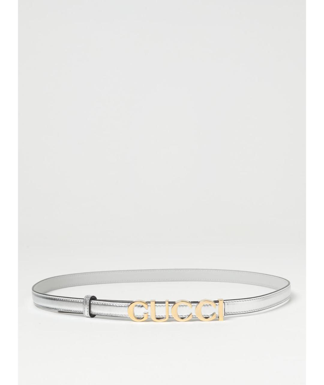 GUCCI Серебрянный кожаный ремень, фото 4