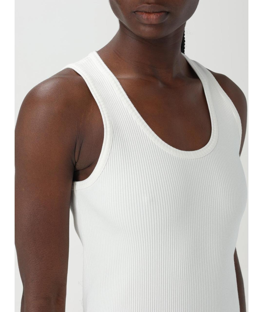 BOTTEGA VENETA Белая хлопковая майка, фото 5