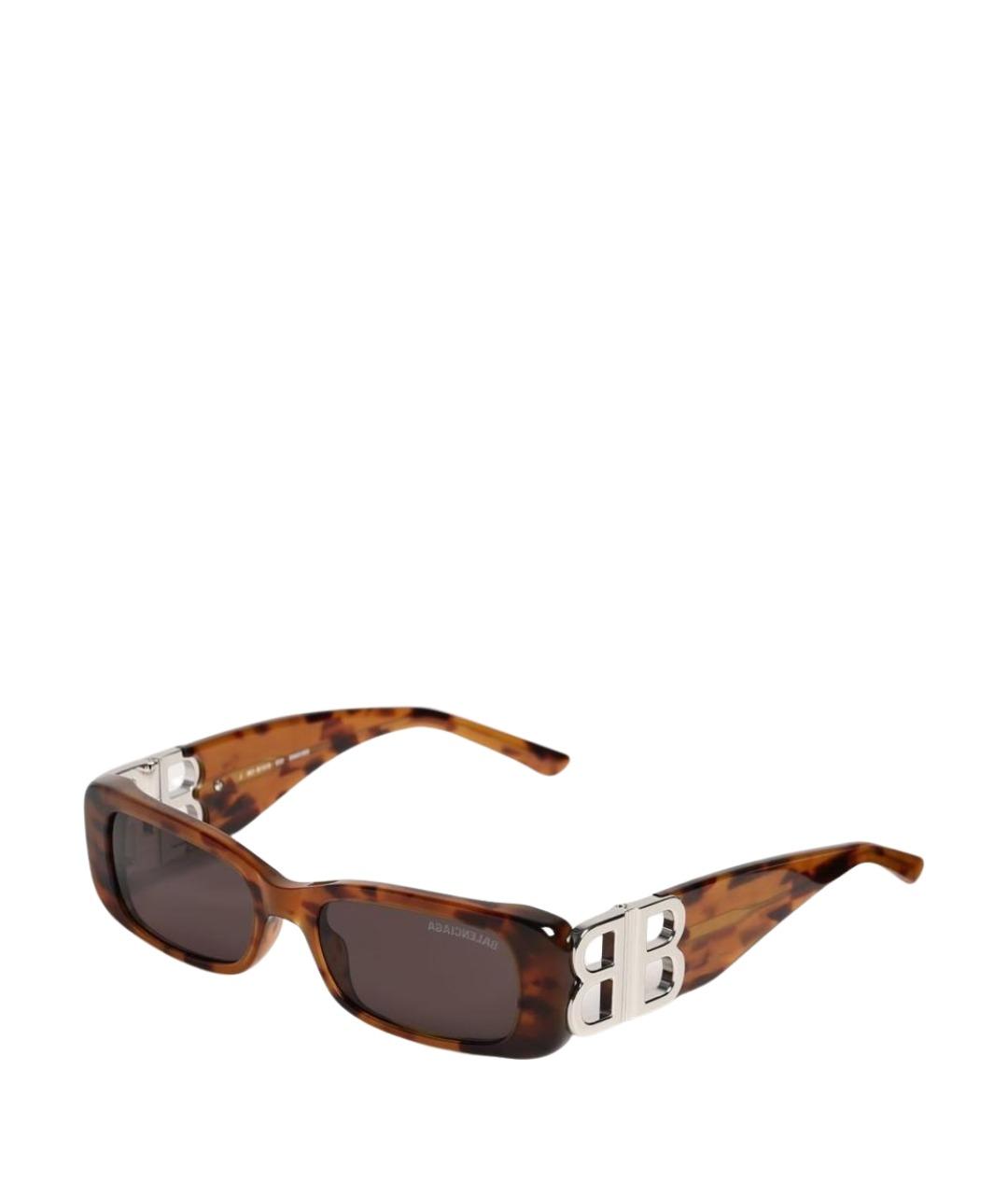 BALENCIAGA Коричневые пластиковые солнцезащитные очки, фото 1